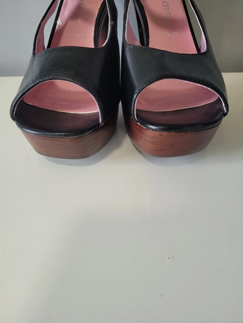 Jeffrey Campbell Dobrica Leather Wood Platform Mary Jane Pumps, GUC, Size 40